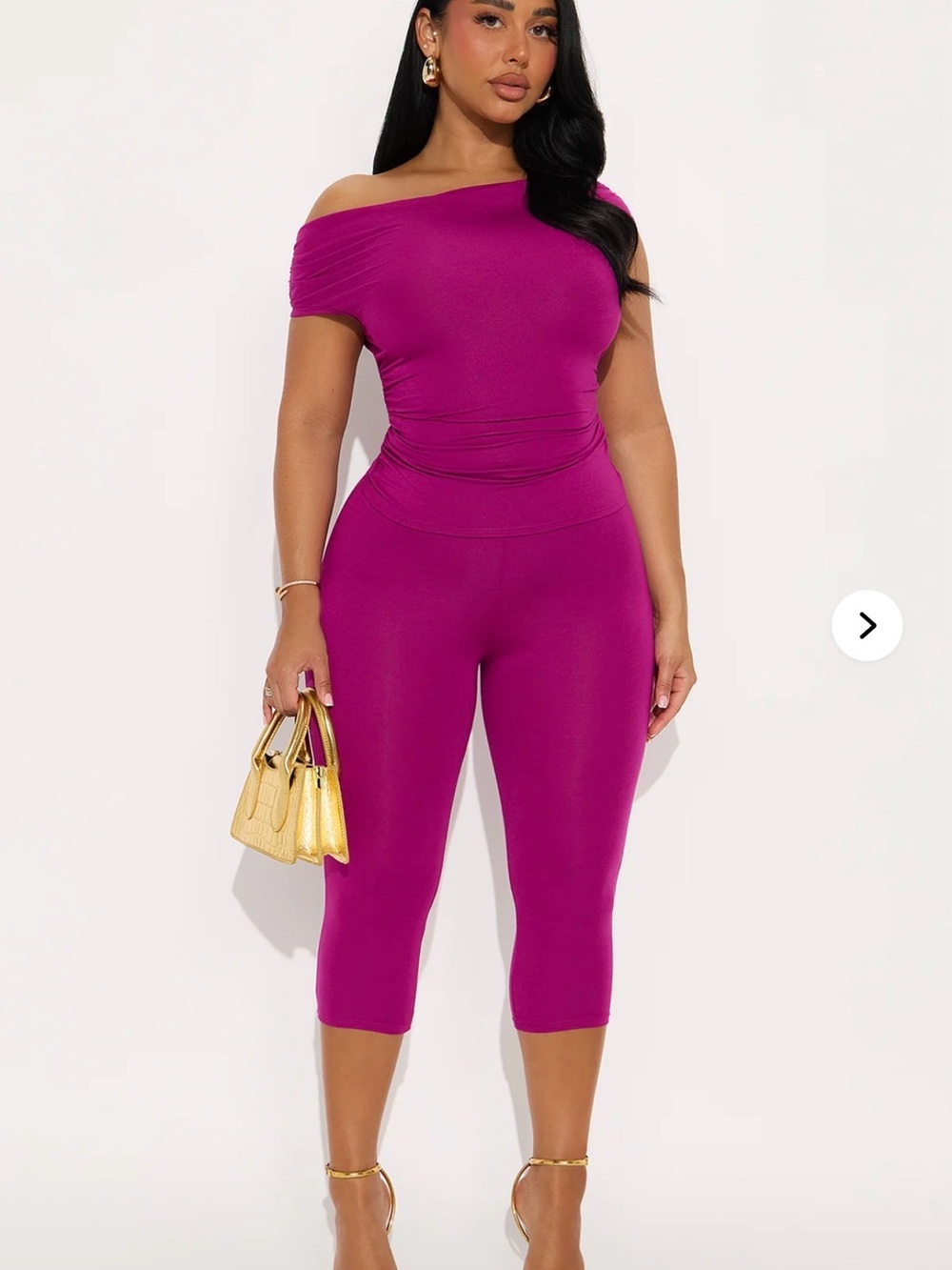 Fashion Nova Off Shoulder Magenta Capri set
